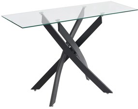 Stolik konsola ze szkła hartowanego i czarnego metalu – Transparentny – COSIMA