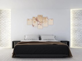 Obraz - Vintage kwiaty i motyle (125x70 cm)