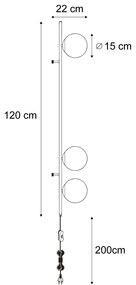 Designerski Kinkiet / Lampa scienna czarny z matowym szkłem 3-źródła światła - VerticalDesignerski Oswietlenie wewnetrzne