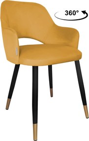 Krzesło Milano tkanina Welur noga metalowa : Kolor nogi - Czano-złota stożek, Kolor tkaniny - VELVET - MG15, Typ siedziska - Siedzisko obrotowe 360°