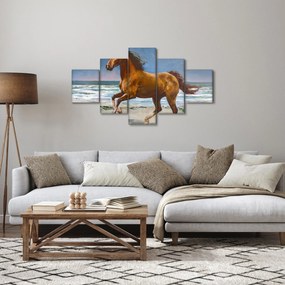 Obraz konia na plaży (125x70 cm)