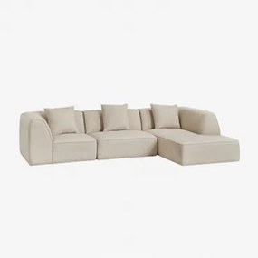 Sofa Modułowa Cardea Tapicerowana 3-częściowa, Prawa, Rozkładana Tkanina Bouclé W Kolorze Kremowo-beżowym - Sklum