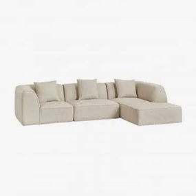 Sofa Modułowy Z Prawym Szezlongiem, 3-częściowy, Tapicerowany Cardea Bukla Kremowy Beż - Sklum