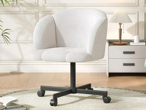 1 Krzesło z tkaniny teddy - nogi metalowe - obrót 360° - wysokość regulowana na 10 cm - Beżowy