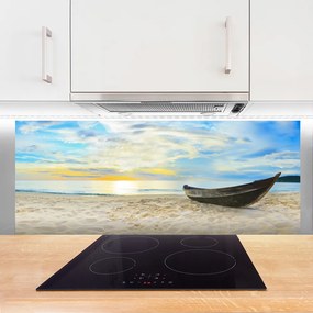 Panel Szklany do Kuchni Łódź Rybacka na Brzegu