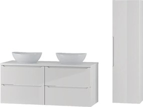 Biały Zestaw do Łazienki 120cm Szafka Blat Umywalka Słupek Etna