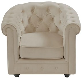 Fotel z beżowego weluru - CHESTERFIELD