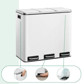 Jurhan Kosz do segregacji odpadów SORT, 54l (3x18l) + worki na śmieci, biała
