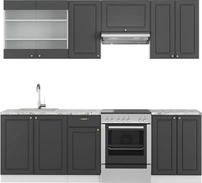 Aneks kuchenny antracytowo-złoto-biały 240x60x81.6 fame-line