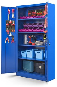 Warsztatowo-narzędziowa szafa metalowa BRUNO, 920 x 1850 x 500 mm, niebieska