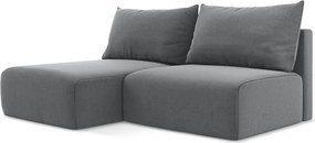 Szary aksamitny rozkładany/ze schowkiem narożnik (lewostronny/z szezlongiem) Kalena – Makamii