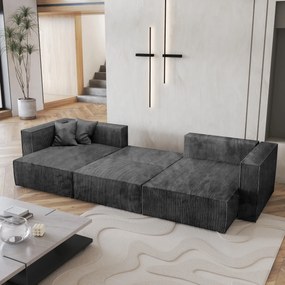 Masseno Narożnik SARMO z funkcją spania i pojemnikiem na pościel Narozniki U, Rozkładana sofa - Grafitowy, POSO 34