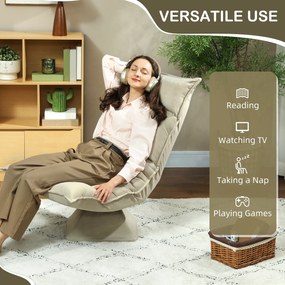 HOMCOM Obrotowy Krzesło Podłogowy z 5-pozycyjnym Regulowanym Oparciem, Nowoczesny Fotel Tapicerowany, Beżowy