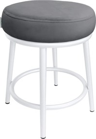Taboret Ben tkanina Welur stelaż metalowy STOŁEK LOFT : Kolor Stelaża - Biały, Kolor tkaniny - VELVET - BL14, Typ tkaniny - Velvet