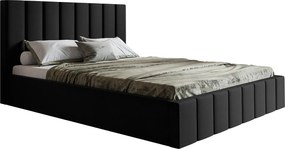 Łóżko tapicerowane 200x200 cm Moris - łóżko z pojemnikiem i stelażem metalowym - welur czarny (Jasmine 100)