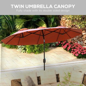 Outsunny Parasol przeciwsłoneczny, parasol ogrodowy, nachylany, z korbą ręczną, otwory wentylacyjne, poliester + stal, czerwone wino, 295 x 152 cm | Aosom PL