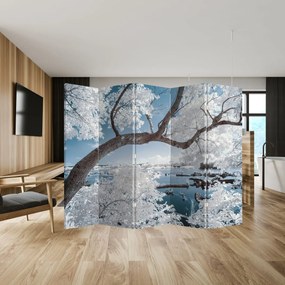 Parawan - Ośnieżone drzewo nad wodą (210x170 cm)