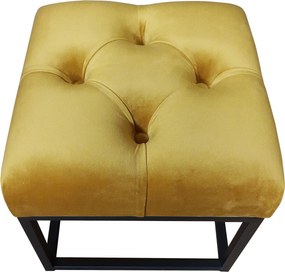 Pufa CHESTERFIELD tkanina Welur loft ławka podnóżek metal : Kolor Stelaża - Czarny , Kolor tkaniny - VELVET - MG15, Typ tkaniny - Velvet