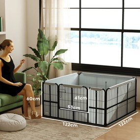 PawHut Skrzynia Porodowa dla Szczeniąt z Matą, Wiatroszczelną Tkaniną Oxford, dla Psów Średnich i Dużych, 122 x 122 x 60 cm Czarny | Aosom PL