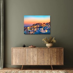 Obraz na szkle - Santorini o zmierzchu (70x50 cm)