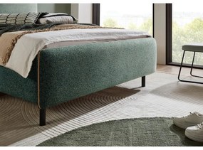 Ciemnozielone tapicerowane łóżko dwuosobowe ze schowkiem ze stelażem 180x200 cm Primo – Meise Möbel