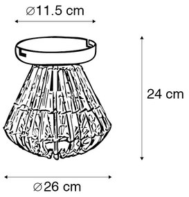 Wiejska lampa sufitowa bambusowa z bielą - Canna Diamond Rustykalny / Vintage Oswietlenie wewnetrzne