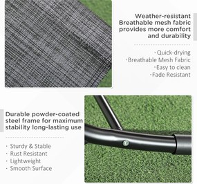 Outsunny Fotel bujany ogrodowy Leżak, w tym Poduszka pod głowę, 155 cm x 61cm x 88 cm, Szary