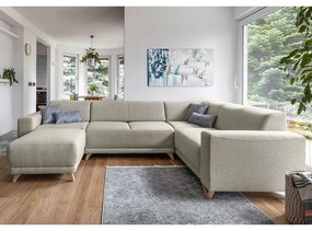 Beżowy rozkładany/ze schowkiem narożnik (prawostronny/w kształcie litery U) Classy Sophie – Miuform