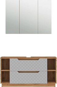 Zestaw mebli łazienkowych dąb/szary ze strukturą płytek 119.2x35x62.5 lotta
