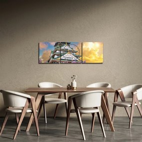 Obraz - Zamek Osaka (z zegarem) (90x30 cm)