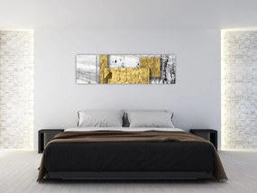 Obraz - Złote kwadraty N⁰1 (170x50 cm)