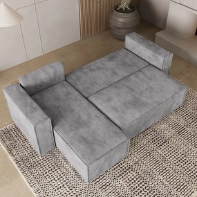 Masseno Narożnik RAVELO z funkcją spania i pojemnikiem na pościel Narozniki L, Rozkładana sofa - Jasnoszary, POSO 55