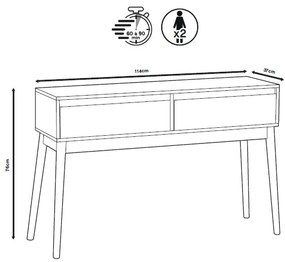 Konsola z szufladami do przedpokoju ABANA, 114 x 37 x 76 cm