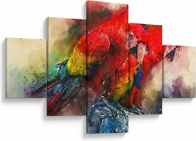 Obraz czerwonych papug Ara (125x70 cm)