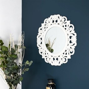 Dekoracyjne lustro wiszące w drewnianej ramie Sculpted
