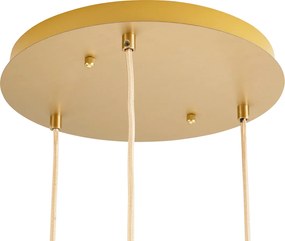 Lampa wisząca w stylu Art Deco mosiądz ze szkłem bursztynowym 3-źródła światła - Douglass