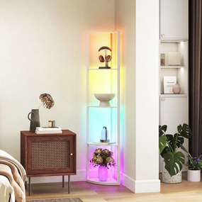 HOMCOM LED Lampa stojąca 5-stopniowa ściemnialna z półką, RGB zmiana kolorów, pilot | Aosom PL
