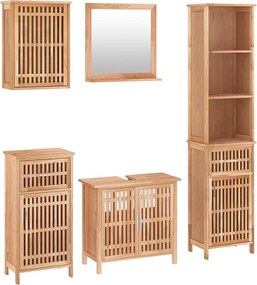 Zestaw mebli łazienkowych 5 szt. z litego orzecha z dużą przestrzenią do przechowywania i optymalną wentylacją