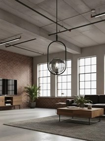 Czarna lampa wisząca z grafitowym kloszem - M083 W0-E15