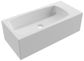 Umywalka betonowa wisząca / nablatowa prostokątna bez otworu na baterię 65 x 30 cm z półką ZALM | różne kolory : Kolor - Biały (beton), Typ montażu - nablatowa