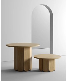 Naturalny okrągły stolik z blatem w dekorze dębu 78x78 cm Soft – Woodman