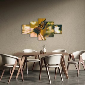 Obraz motyla na kwiatku (125x70 cm)