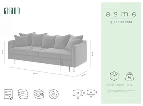 Miodowożółta aksamitna sofa Ghado Esme, 214 cm