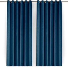 Niebieska aksamitna zasłona częściowo zaciemniająca (dimout) 400x175 cm Velto – Filumi