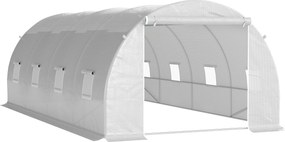 Outsunny Szklarnia Foliowa Ogrodowa Duża Biała 450x200x200cm Ochrona Roślin | Aosom PL