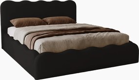 Emporius Wave łóżko dwuosobowe 200x200 cm - łóżko z pojemnikiem, łóżko tapicerowane 200x200 do sypialni - tkanina aksamitna, czarny (Elegance 21)