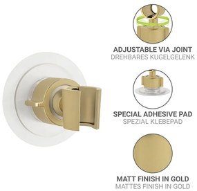 Plastikowy uchwyt na słuchawkę prysznicową w kolorze złota bez wiercenia Libertà – Wenko