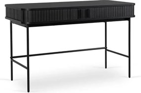Biurko Rozsuwane TRISH 120 cm Czarne Ryflowane Nowoczesne Loft