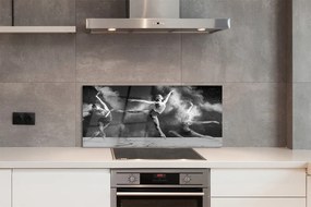 Panel szklany do Kuchni Taniec Baletowy w Oparach Dymu