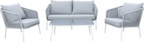Zestaw mebli ogrodowych szary aluminium sofa fotele stolik sznurowanie
